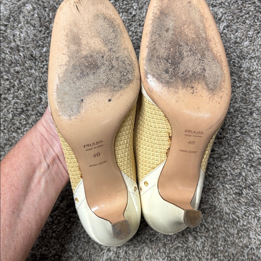 PRADA woven rattan heels designer pumps Sz 40 - Picture 7 of 12